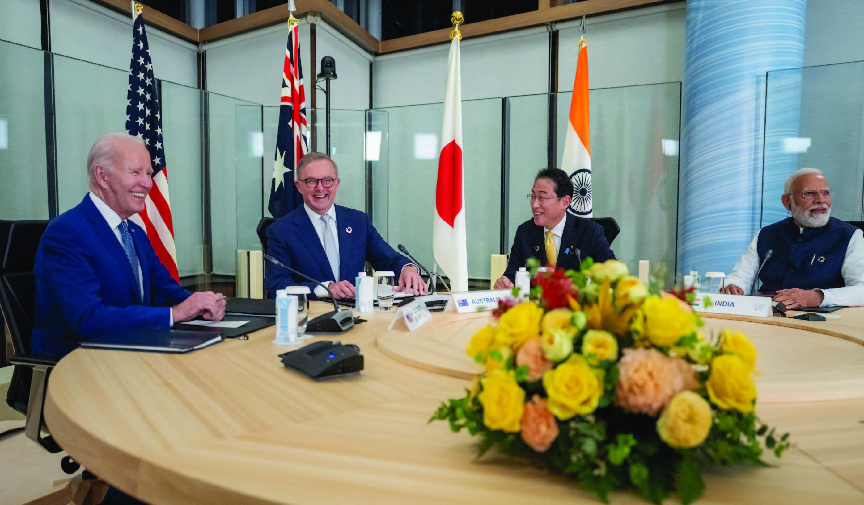 President Biden attends meeting of Quad alliance with Prime Minister Anthony Albanese of Australia, Japanese Prime Minister Fumio Kishida, and Prime Minister Narendra Modi of India, May 20, 2023, at Grand Prince Hotel in Hiroshima, Japan (The White House/Adam Schultz)
